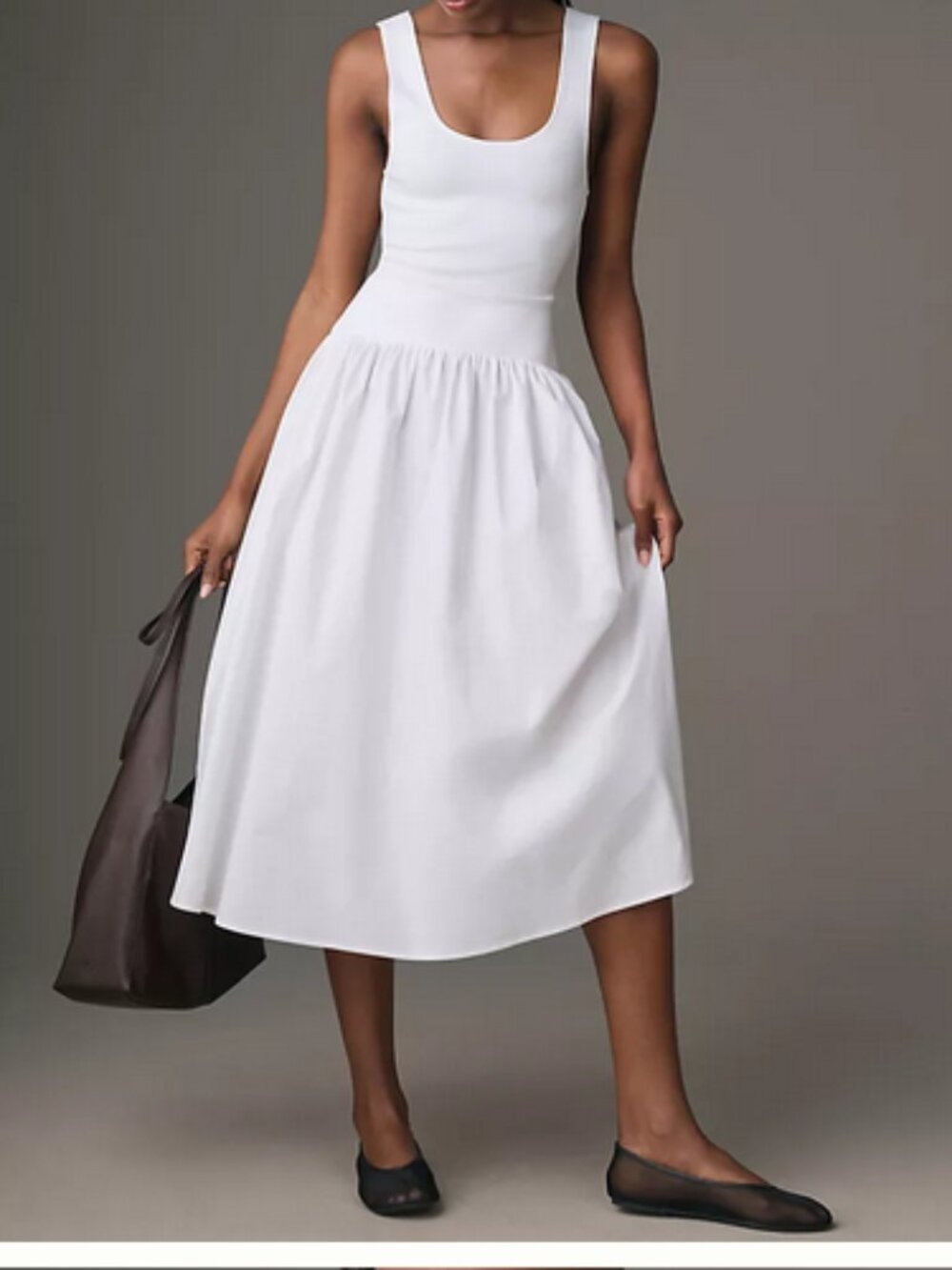 New! WeWoreWhat Scoop Tank Midi Dress In White Rib Size Medium
